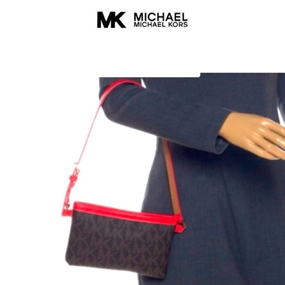 MICHAEL Michael Kors Brown/Red Signature Coated Canvas and Leather Belt Bag - Picture 3 of 15